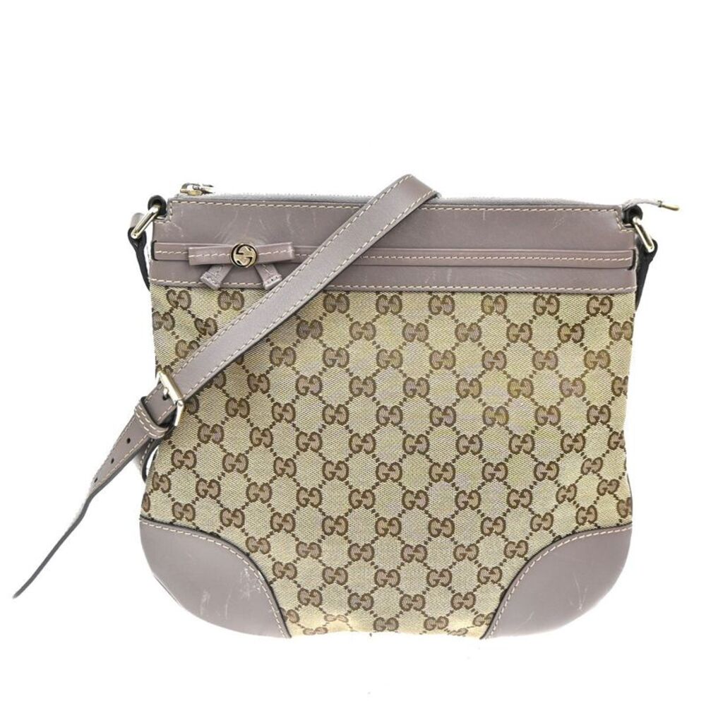 Gucci Mayfair Messenger Gg Canvas And Leather Beige Canvas Shoulder Bag Bag